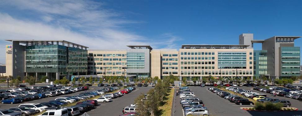 Mission Bay campus buildings and parking lot